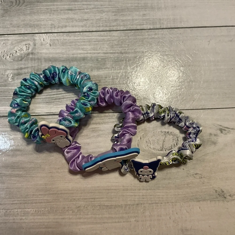 Sanrio Hair Tie,Bracelet, Cartoon Elastic, Scrunchie, 3pcs Character Set
